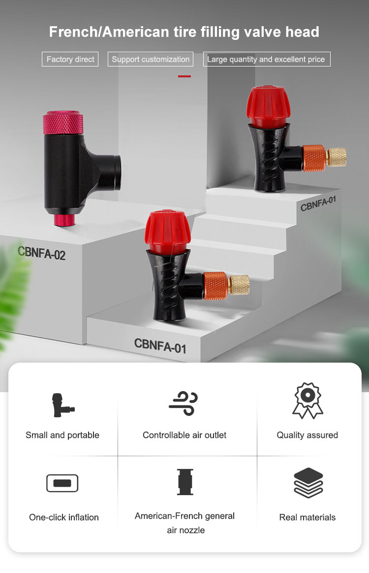 Portable CO2 Cartridge Bicycle Pump Valve Head